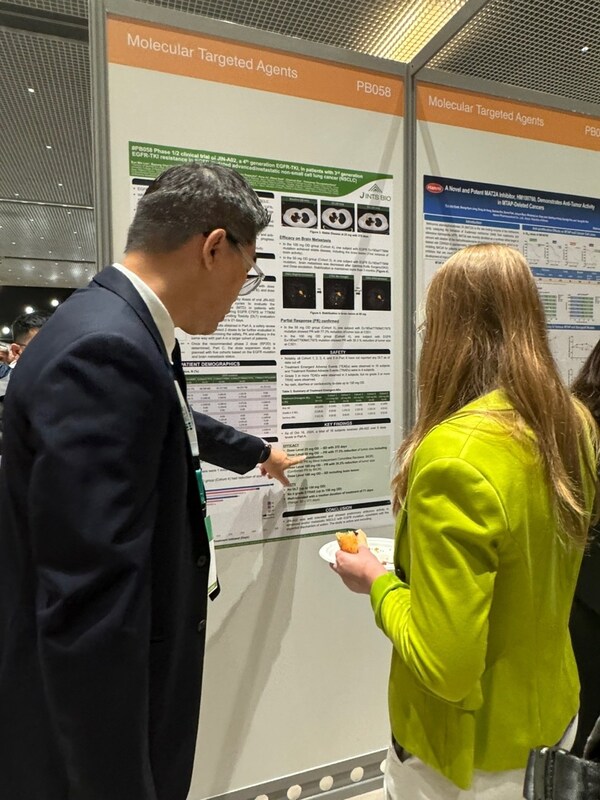 Ethan Seah, Vice President of J INTS BIO, is giving a poster presentation on the Phase 1/2 study of its novel oral 4th generation EGFR-TKI ‘JIN-A02’ at the ENA (EORTC-NCI-AACR) Symposium.