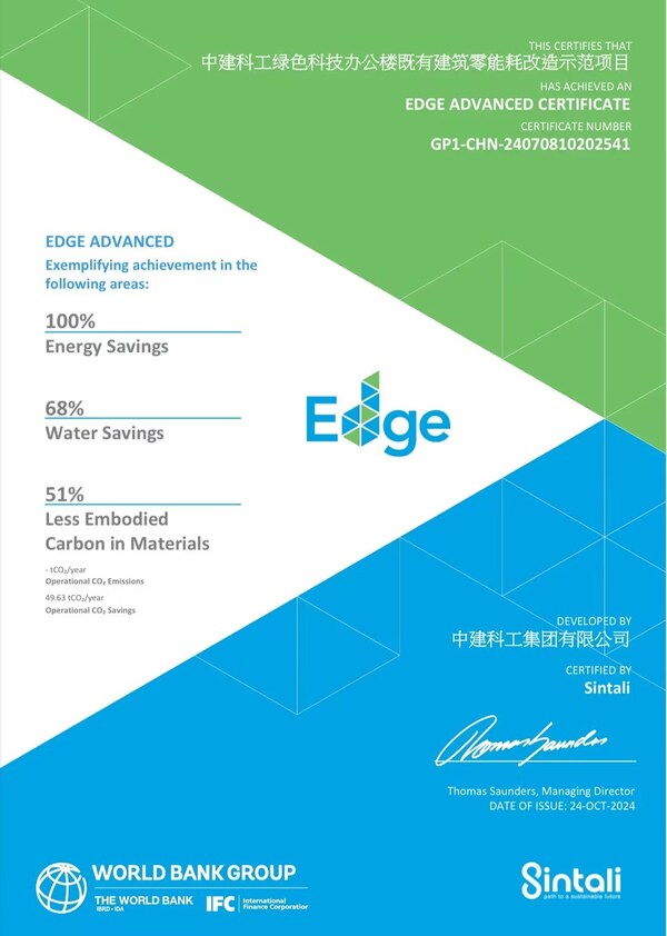 圖說(shuō)：節(jié)能率100%& SGS助力中建科工獲EDGE綠色建筑高級(jí)認(rèn)證