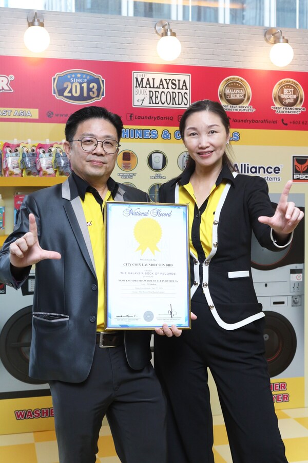 Honored with Malaysia Book of Records Award for Most Laundry Franchise Outlets Overseas