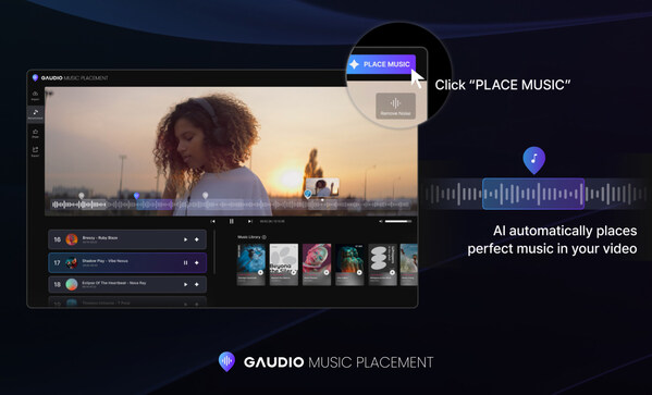 Just one click! Gaudio Music Placement automatically places perfect music in your video