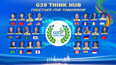 The poster showcases the 23 guests from the CGTN special program, G20 Think Hub: Together for Tomorrow, where thought leaders from diverse fields discussed strategies aligned with the G20 Summit’s theme, Building a Just World and a Sustainable Planet.