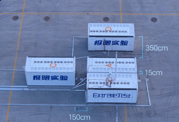 Image: Four fully charged Sungrow's PowerTitan 2.0 BESS (5MWh each), each at 100% SOC (state of charge), were arranged in back-to-back (15 cm), side-by-side (150 cm), and face-to-face (350 cm) configurations, with all fire suppression systems disabled.