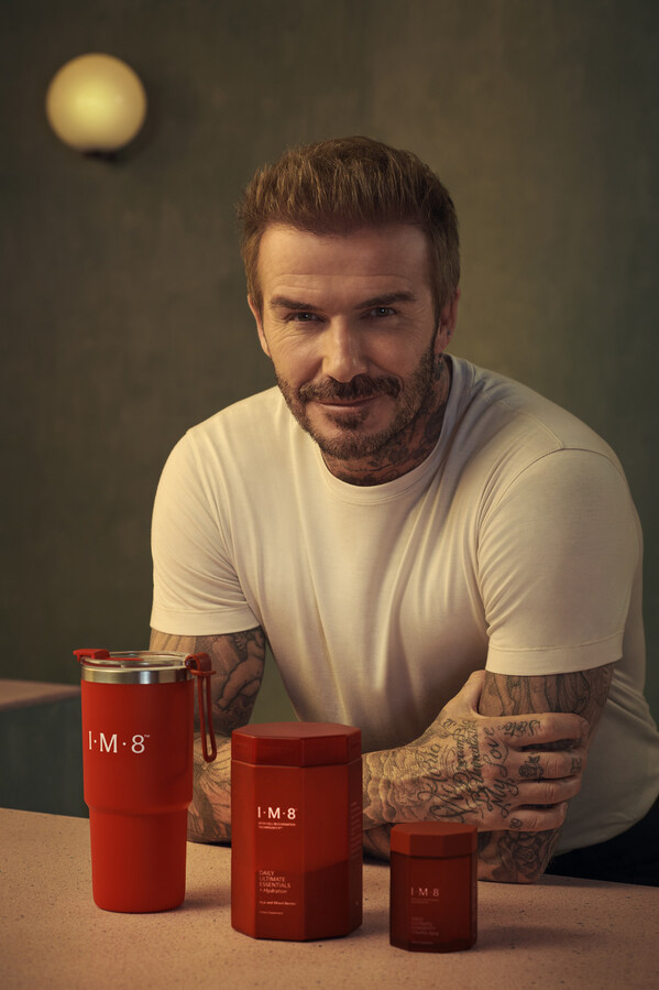 (David Beckham pictured with The Beckham Stack) (PRNewsfoto/Prenetics)