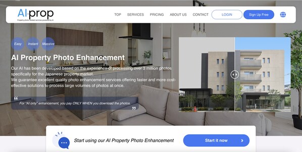 AI Property Photo Enhancement service "AI-prop". Visit our web https://ai-prop.com