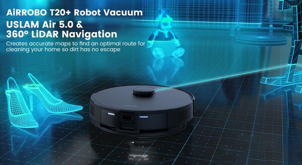 AiRROBO T20+ Robot Vacuum USLAM Air 5.0 & LiDAR Navigation