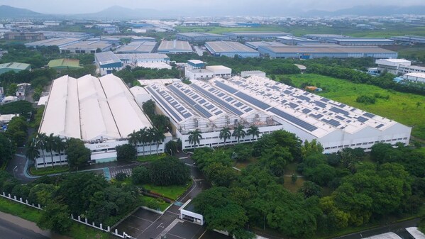 Solar panels at the L’Oréal manufacturing facility in Chakan, India