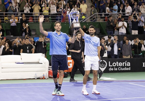 Tennis Titans Juan Martín Del Potro and Novak Djokovic celebrate Del Potros successful career finale