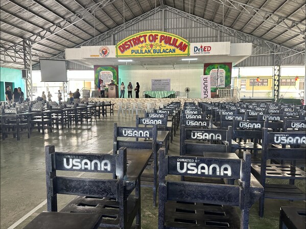 Chairs donated from USANA to Pulilan Central School that are made from recycled plastics and USANA supplement bottles.