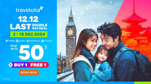 Jualan Akhir Double Deal 12.12 Traveloka: Nikmati Diskaun Sehingga 50% Bagi Destinasi Musim Sejuk dan Tropika