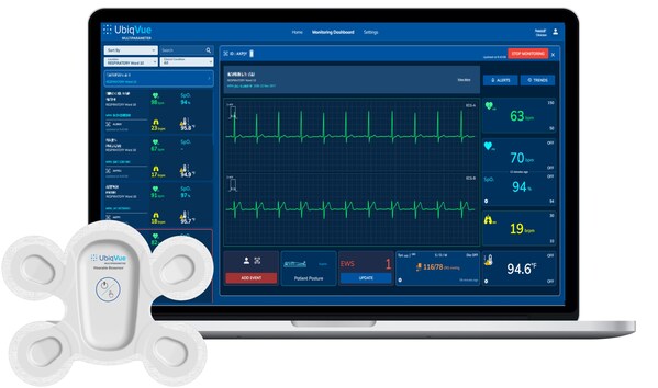 UbiqVue™ 2A Multiparameter System is based around a wearable ciosensor with chest-based SpO_2