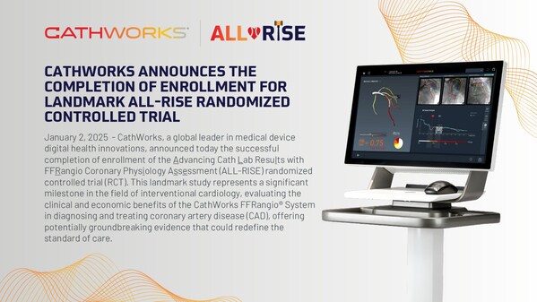 CISION PR Newswire - CathWorks Announces the Completion of Enrollment for Landmark ALL-RISE Randomized Controlled Trial