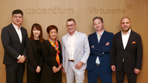  Lennard Yong, Founding Management and Group CEO; Chloe Chan, Chief Strategy and Corporate Development Officer; Wendy Wang, Founding Management and Group President from Ascentium, joined by Neil Petch, Chairman and Co-founder; Geoff Rapp, Executive Director and Co-founder; George Hojeige, Group CEO from Virtuzone.