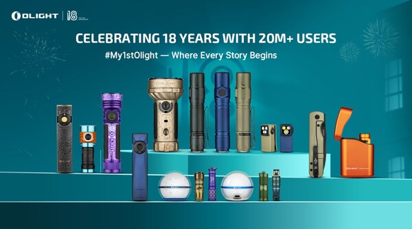 A full lineup of Olight's iconic innovations celebrates 18 years and 20M+ users worldwide.
