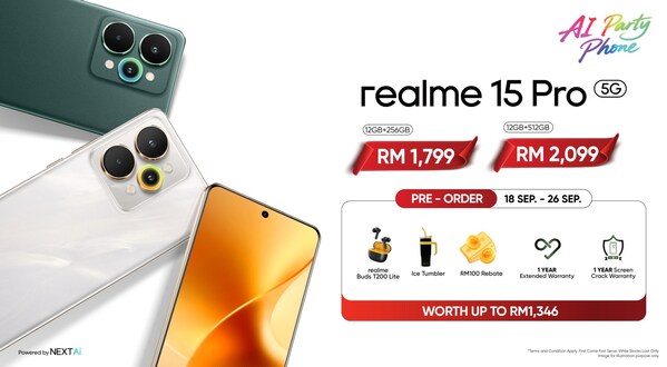 Siri realme 15 Dilancarkan: Telefon Parti AI Terunggul untuk Golongan Muda, Bermula pada RM1,499