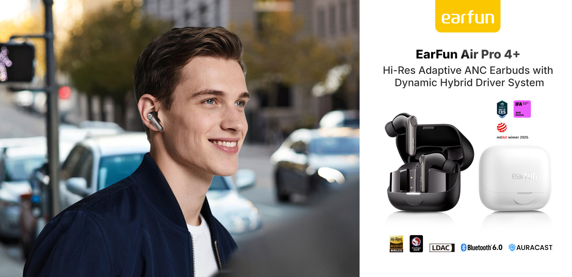 EarFun Air Pro 4+ Award-winning Hi-Res Adaptive ANC Earbuds with Dynamic Hybrid Driver System EarFun Air Pro 4+ Award-winning Hi-Res Adaptive ANC Earbuds with Dynamic Hybrid Driver System