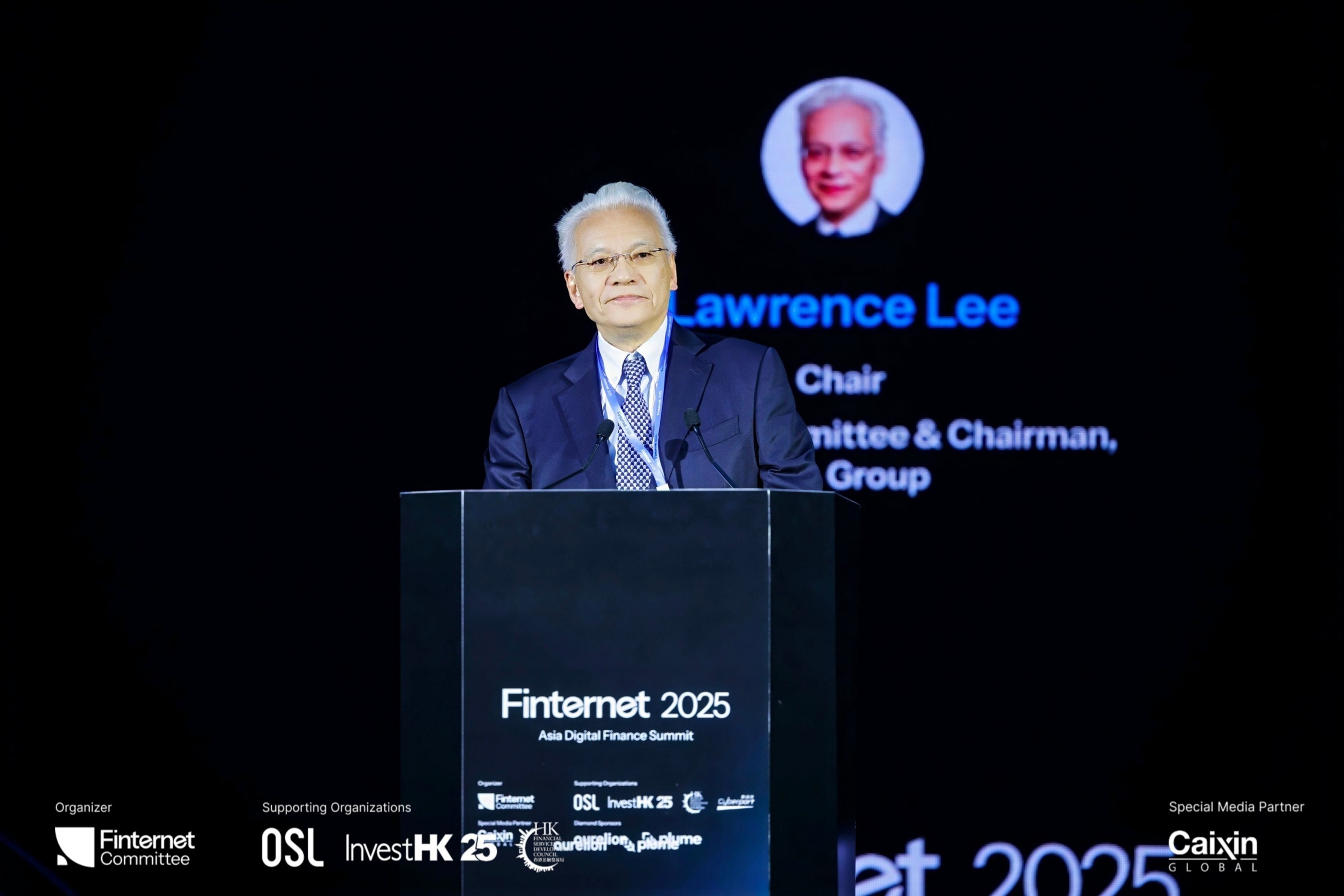 Lawrence Lee, Chair of the Finternet Committee and Chairman of OSL Group, said that the digital asset industry must shift its focus to the "2.0 era" of solutions and real-world utility. (Photo Credit: Finternet Asia Digital Finance Summit Committee)