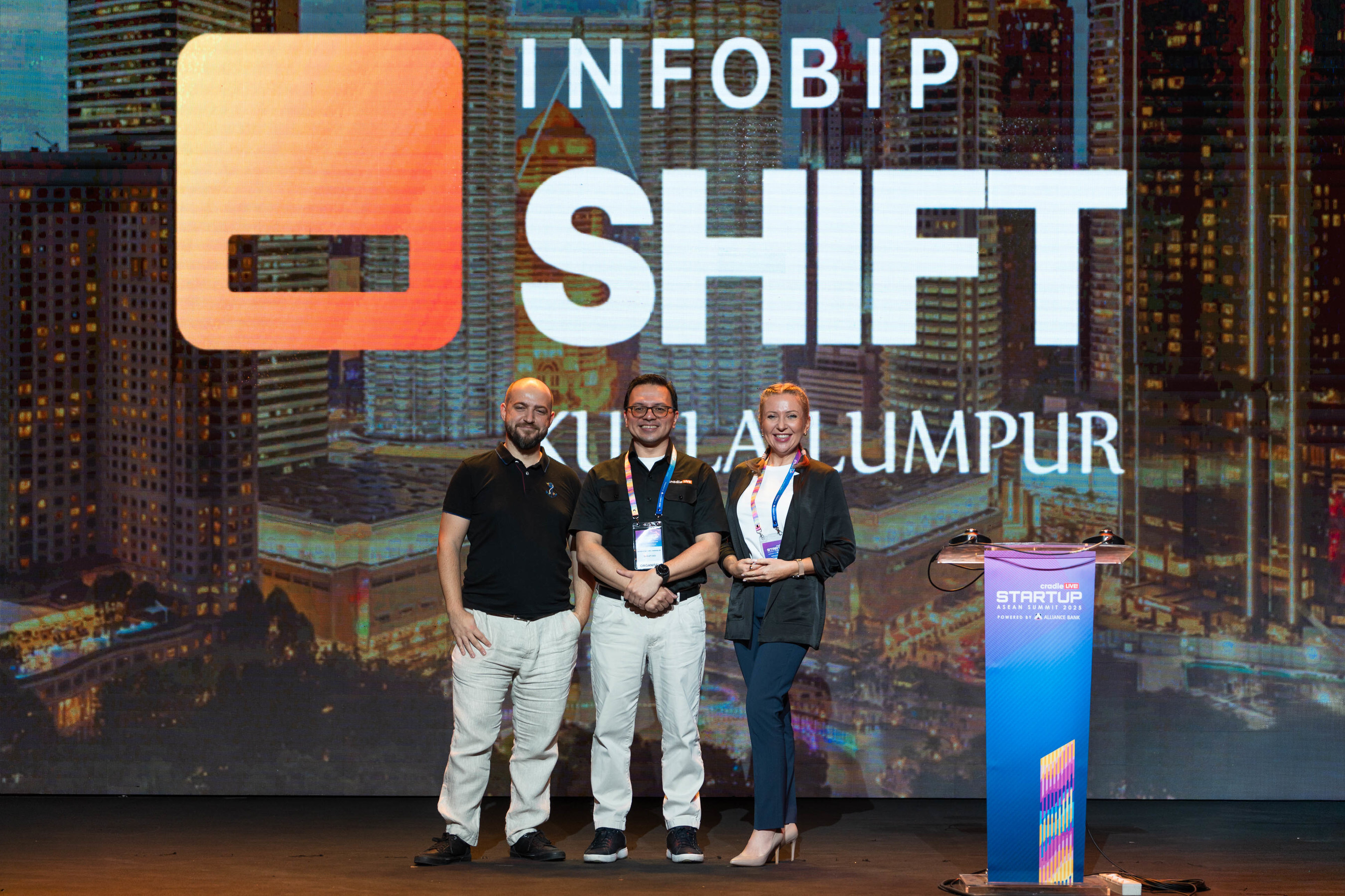 (From Left) Ivan Brezak Brkan, Developer Experience Director (Infobip Shift), Norman Matthieu Vanhaecke, Group Chief Executive Officer (Cradle) and Ruslana Reznikova, Vice President General Manager APAC & Eurasia (Infobip).
