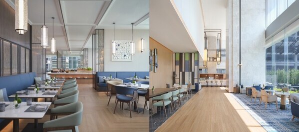 从左至右：广交会万怡酒店原味坊西餐厅、大堂吧