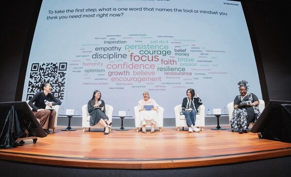 Yvette Kong and Anna Yao from Project Melo moderated a panel with Yidan Prize laureates, Dr Rukmini Banerji, Professor Usha Goswami, and Angeline Murimirwa, about their turning points as educators.