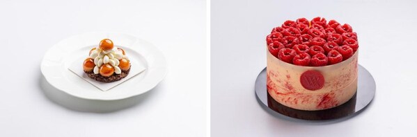 圣多諾泡芙塔 (左)和經典紅絲絨蛋糕（右）