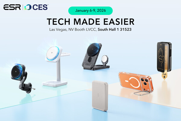 ESR will unveil its 2026 product lineup at CES and Pepcom in Las Vegas, showcasing its growing portfolio of faster charging, all-around protection, and streamlined productivity innovations.