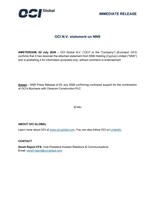 OCI N.V. statement on NNS